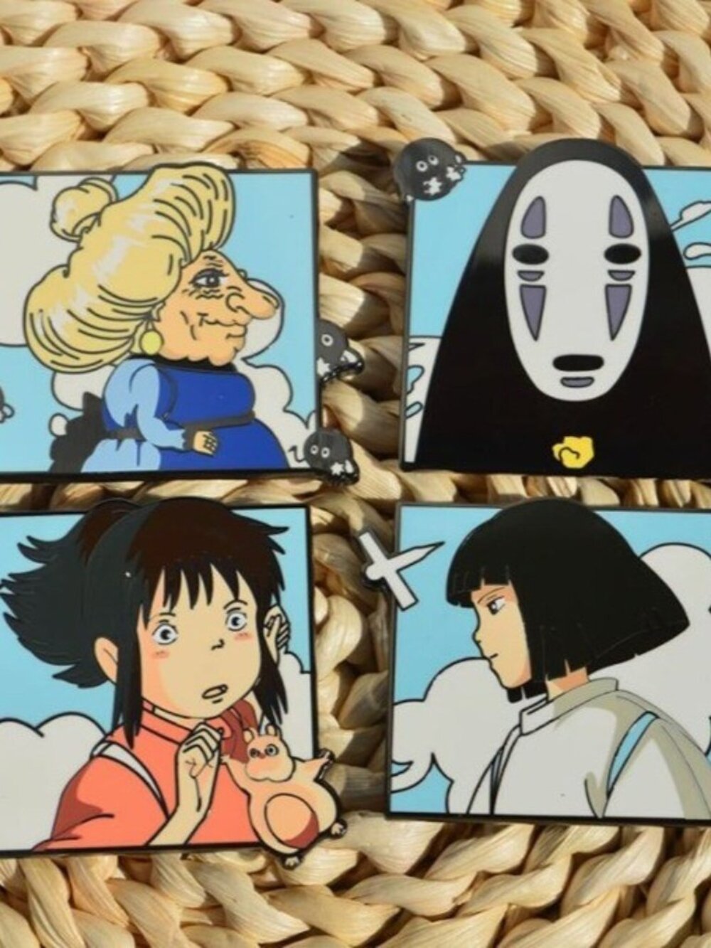 Studio Ghibli Spirited Away 4-Pin Set – No-Face, Chihiro, Haku & Yubaba Anime